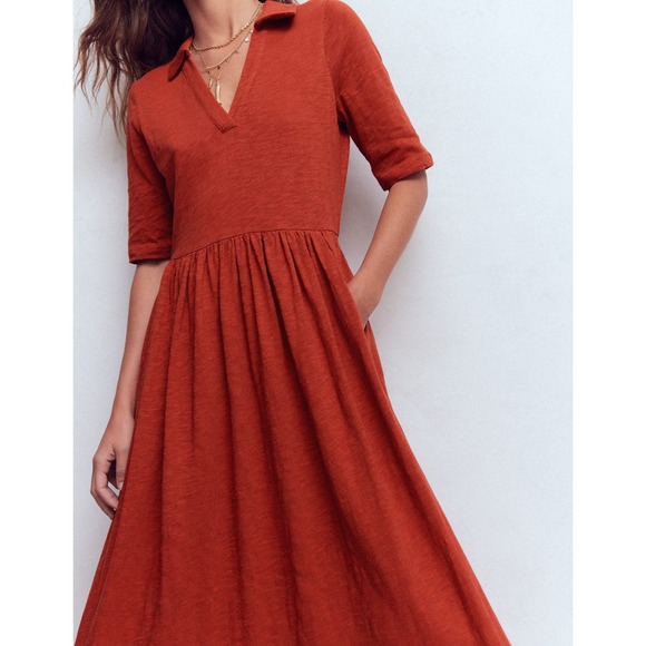 Boden Dresses & Skirts - Boden Burnt Orange Collared Midi Dress